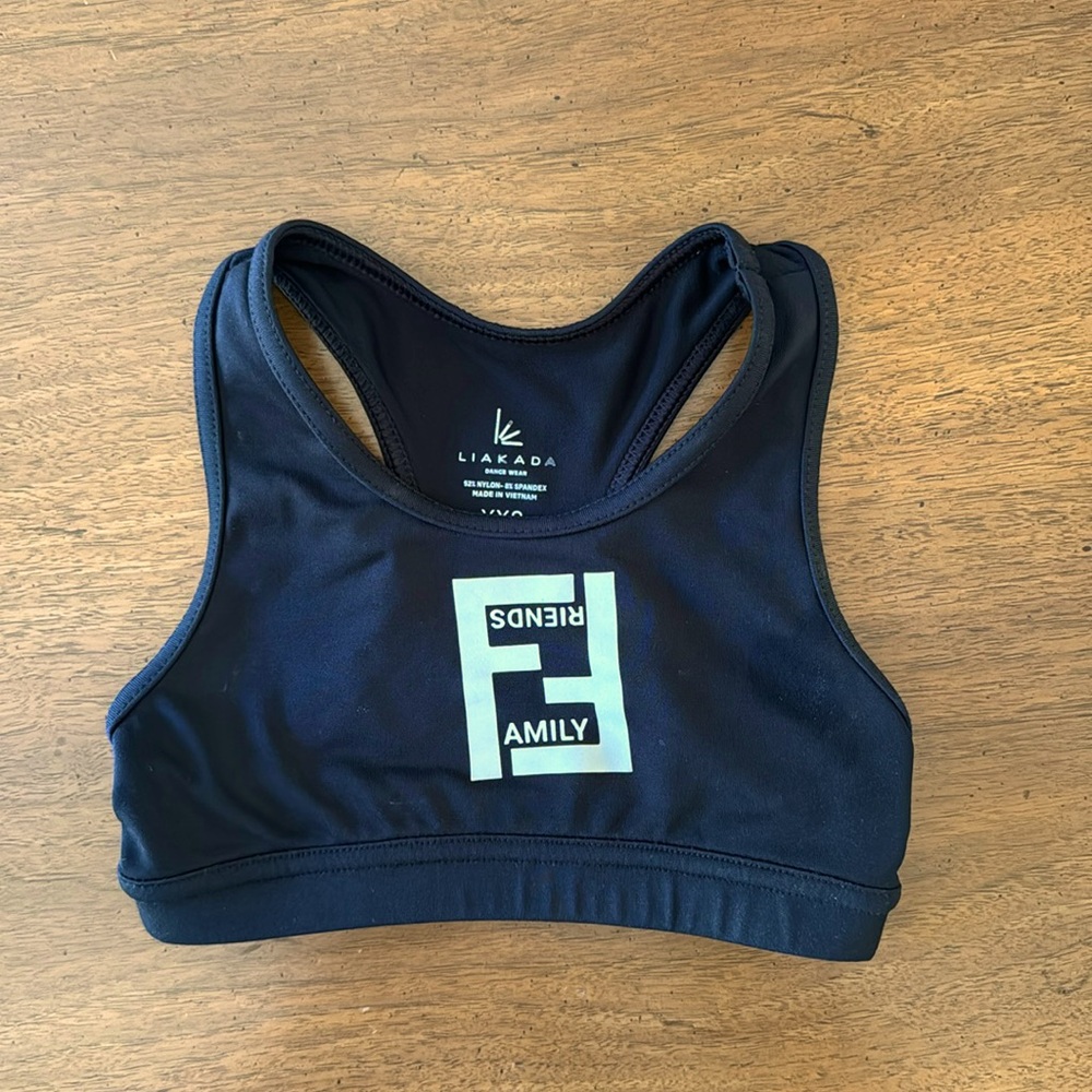 Super Cute Girl’s Sports Bra Tumble Gymnastics Dance Cheer Top FF Friends Family